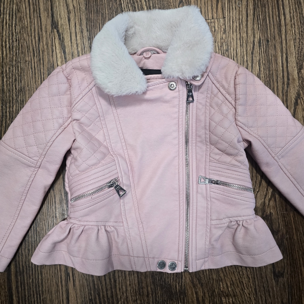 Girls 3t Urban Republic Faux Leather Bomber With Removable Fur Collar